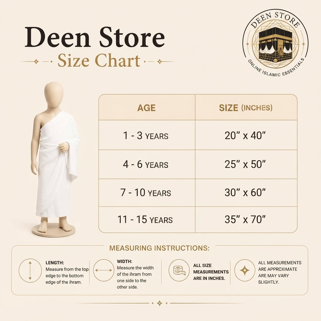 Kids Cotton Ihram (Ages 7–15 Years)