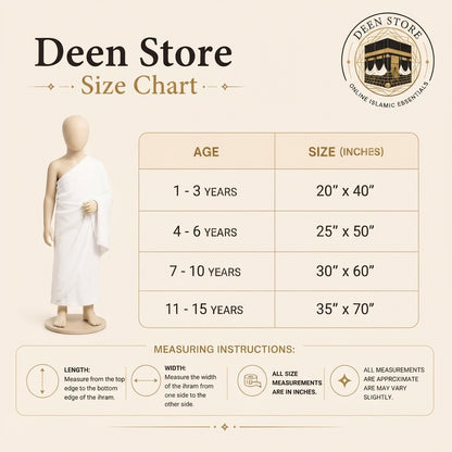 Kids Cotton Ihram (Ages 7–15 Years)